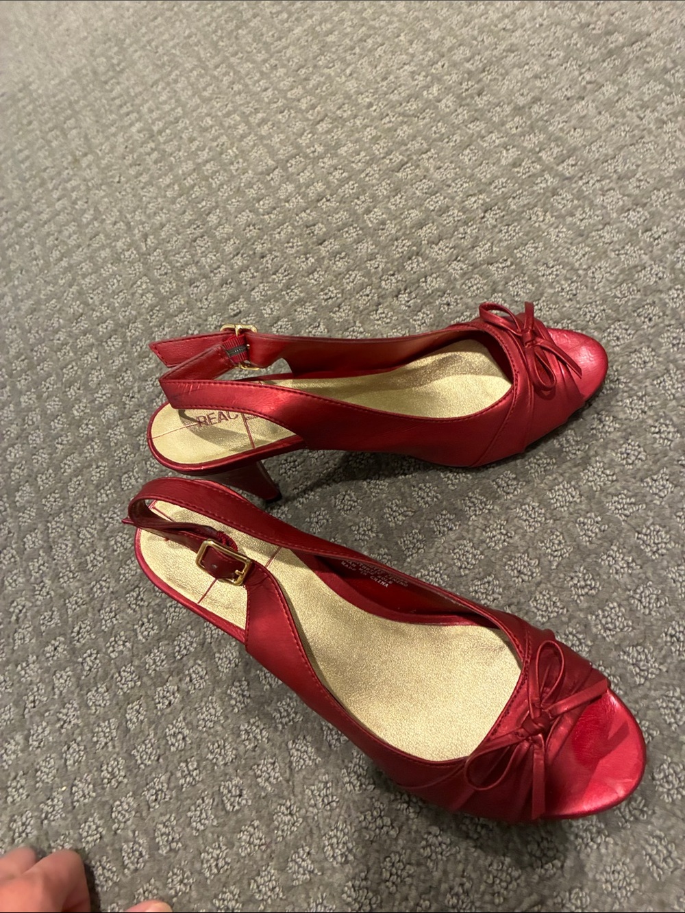 Red Satin Peep-Toe Slingback Heels with Bow
